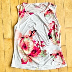 Calvin Klein Floral Sleeveless Scoop‑Neck Tank Top Size Large